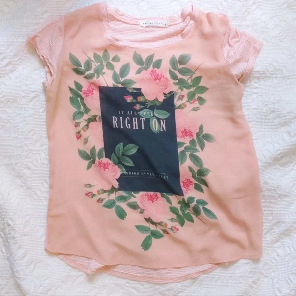 Nylon Apparel Floral Graphic T-Shirt – Size Small – Made in USA